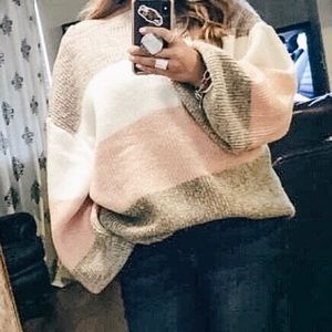 **SOLD**Oversized Sweater Pink Cream Purple Green